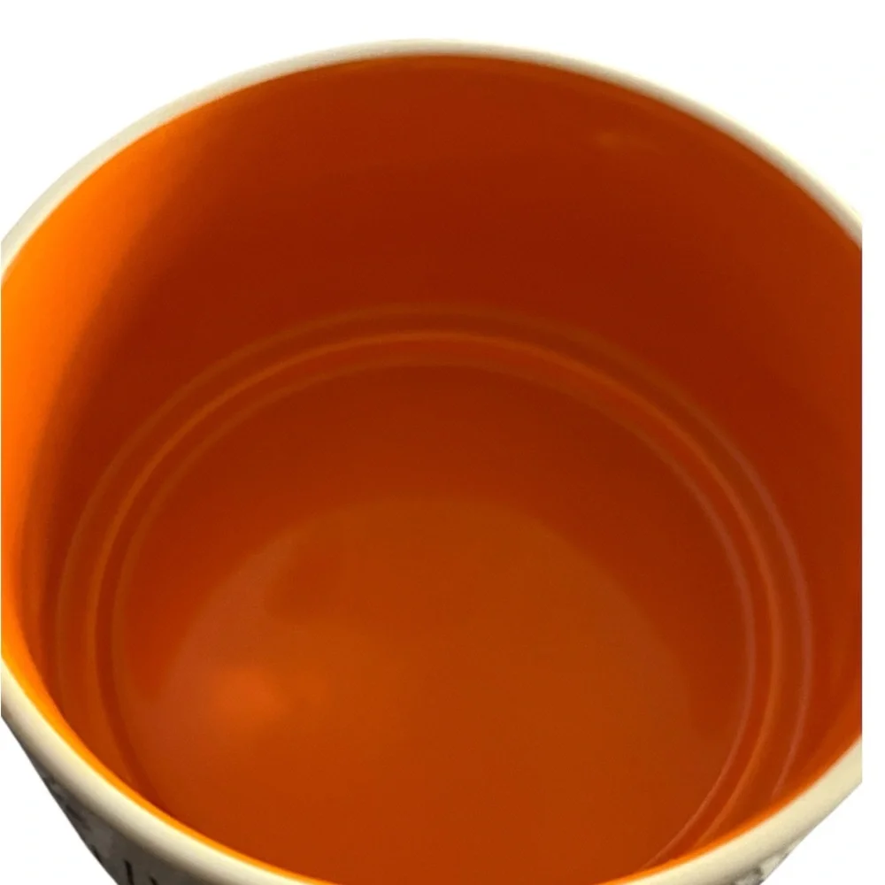 Rae Dunn Wicked Cute White and Orange Pet Bowl NWT